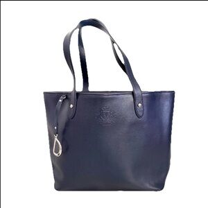 LAUREN RALPH LAUREN Sloan Street Tote in Navy Blue Saffiano Leather- Open Top